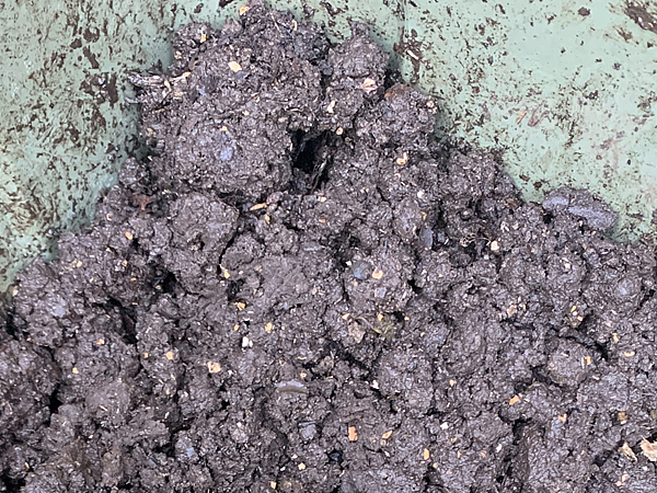 コンポスト内が多湿、水分過多になって土が重たくなった