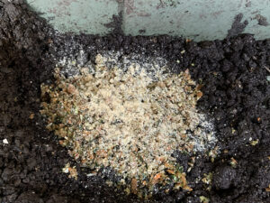 コンポストへ生ゴミを入れる